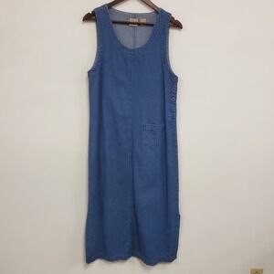 Vtg Mountain Lake Womens Cottagecore Denim Overall Jumper Dress Size S Prairie